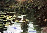 Famous Lilies Paintings - Yerres, on the Pond, Water Lilies